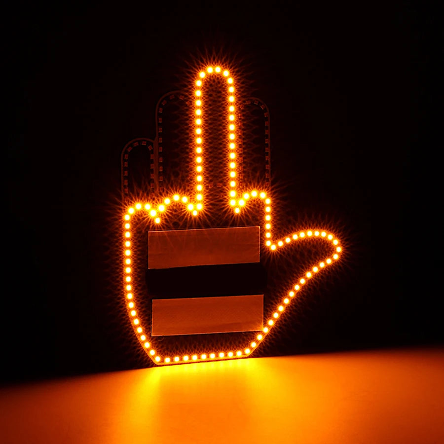 New LED Illuminated Gesture Light Car Finger Light With Remote Road Rage  Signs Middle Finger Gesture Light Hand Lamp